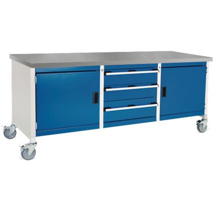 Cubio, Mobile Workbench, Light Grey, 840mm x 2000mm x 750mm