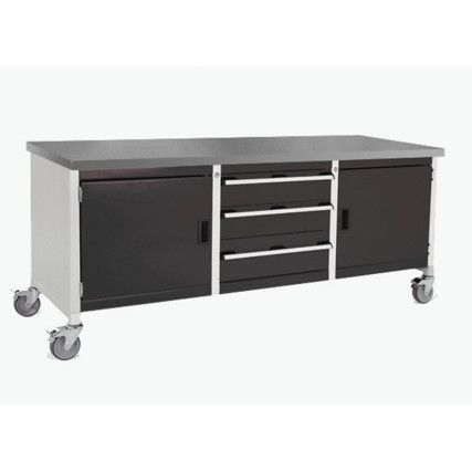 Cubio, Mobile Workbench, Anthracite Grey, 840mm x 2000mm x 750mm