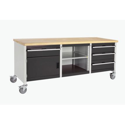 Cubio, Mobile Workbench, Anthracite Grey, 840mm x 2000mm x 750mm