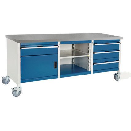 Cubio, Mobile Workbench, Light Grey, 840mm x 2000mm x 750mm