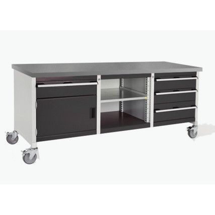 Cubio, Mobile Workbench, Light Grey, 840mm x 2000mm x 750mm