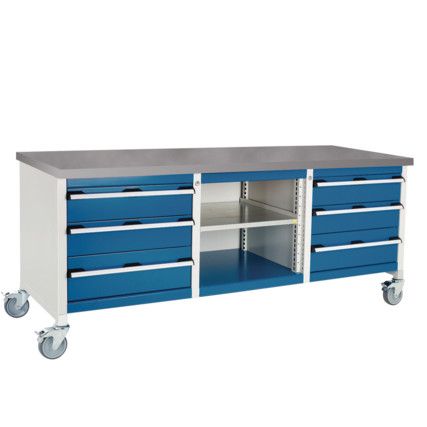 Cubio, Mobile Workbench, Light Grey, 840mm x 2000mm x 750mm