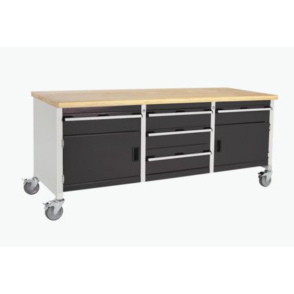 Cubio, Mobile Workbench, Anthracite Grey, 840mm x 2000mm x 750mm