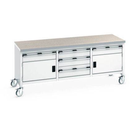 Cubio, Mobile Workbench, Light Grey, 840mm x 2000mm x 750mm