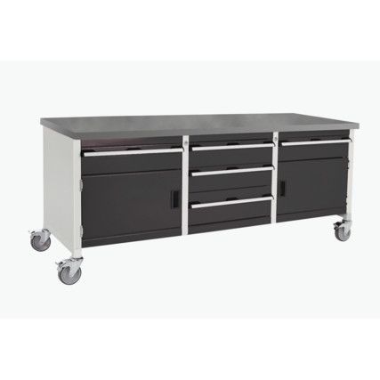 Cubio, Mobile Workbench, Anthracite Grey, 840mm x 2000mm x 750mm