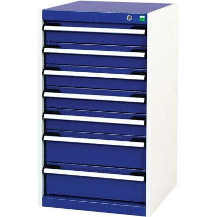 Cubio Drawer Cabinet, 7 Drawers, Blue/Light Grey, 900 x 525 x 525mm