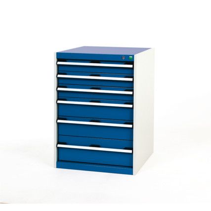 Cubio Drawer Cabinet, 6 Drawers, Blue/Light Grey, 900 x 650 x 650mm