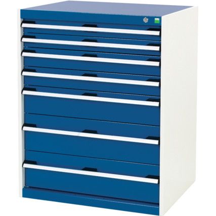 Cubio Drawer Cabinet, 7 Drawers, Blue/Light Grey, 1000 x 800 x 650mm