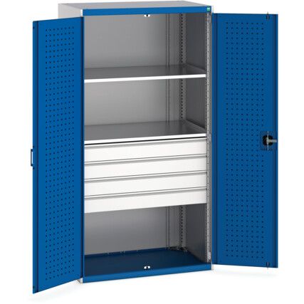 Steel, Cubio Kitted Cupboard, Blue/Grey, 2000mm x 1050mm x 650mm