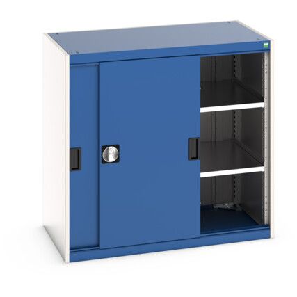 Cubio Storage Cabinet, 2 Sliding Doors, Blue, 1000 x 1050 x 650mm