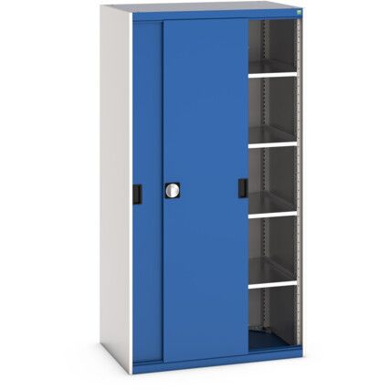 Cubio Storage Cabinet, 2 Sliding Doors, Blue, 2000 x 1050 x 650mm