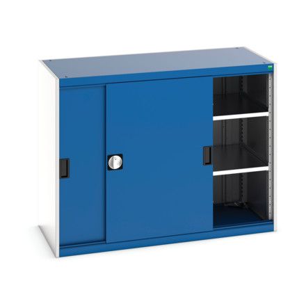 Cubio Storage Cabinet, 2 Sliding Doors, Blue, 1000 x 1300 x 650mm