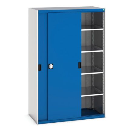 Cubio Storage Cabinet, 2 Sliding Doors, Blue, 2000 x 1300 x 650mm