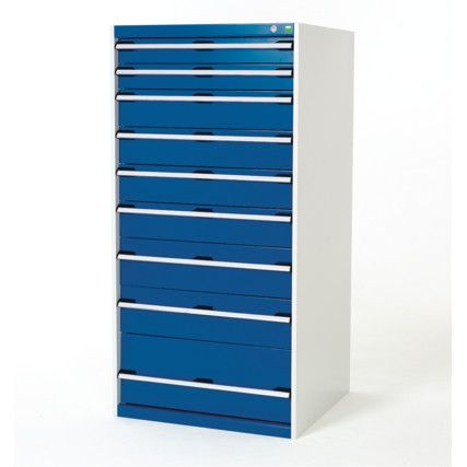 Cubio Drawer Cabinet, 9 Drawers, Blue/Light Grey, 1600 x 800 x 750mm