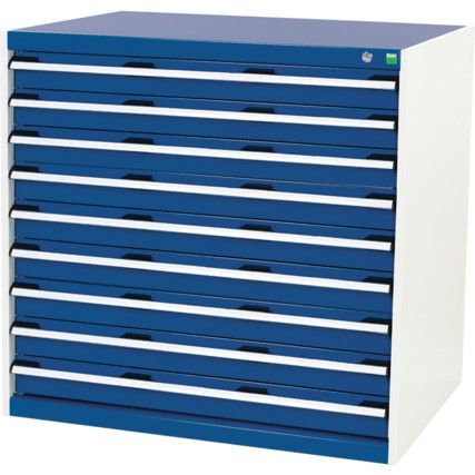 Cubio Drawer Cabinet, 9 Drawers, Blue/Light Grey, 1000 x 1050 x 750mm