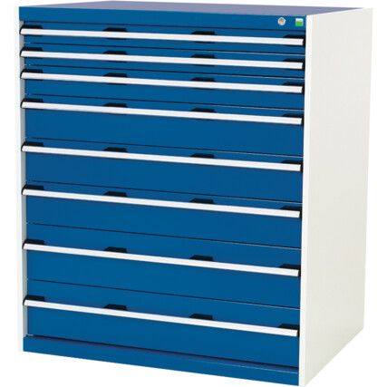 Cubio Drawer Cabinet, 8 Drawers, Blue/Light Grey, 1600 x 1050 x 750mm