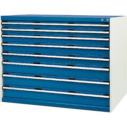 Cubio Drawer Cabinet, 8 Drawers, Blue/Light Grey, 1000 x 1300 x 750mm