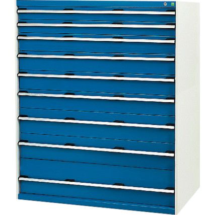 Cubio Drawer Cabinet, 9 Drawers, Blue/Light Grey, 1600 x 1300 x 750mm