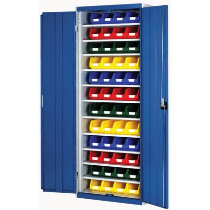 Cubio, Storage Cabinet/Storage Bins, Steel/Plastic, Grey/Blue/Red/Green/Yellow, 2000x800x325mm, 49 Pack