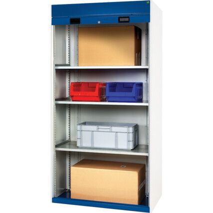 Cubio Storage Cabinet, Single Roller Shutter Door, Blue, 2000 x 1050 x 650mm