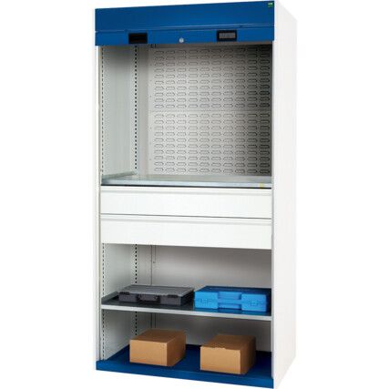 Cubio Storage Cabinet, Single Roller Shutter Door, Blue, 2000 x 1050 x 650mm