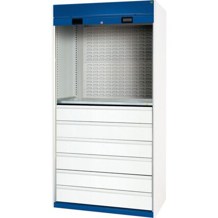 Cubio Storage Cabinet, Single Roller Shutter Door, Blue, 2000 x 1050 x 650mm