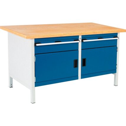 Cubio, Storage bench, Blue/Grey, 840mm x 1500mm x 750mm