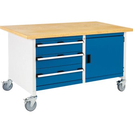 Cubio, Storage bench, Blue/Grey, 840mm x 1500mm x 750mm