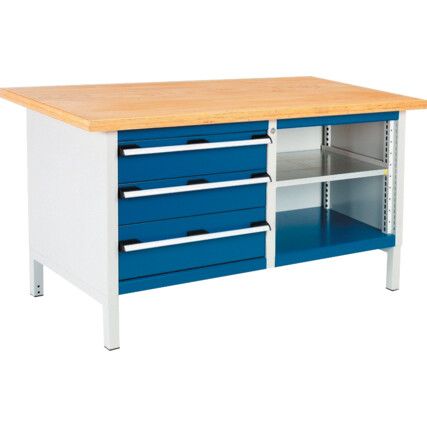 Cubio, Storage bench, Blue/Grey, 840mm x 1500mm x 750mm