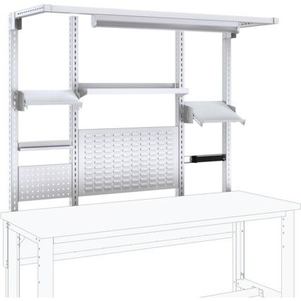 2m Cubio Bench Overhead Kit with 3 Shelves, Power Rail & Panels