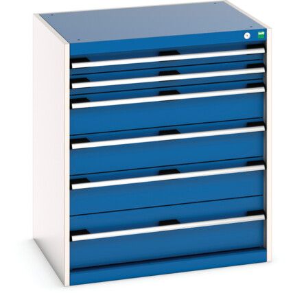 CUBIO DRAWER CABINET WITH 6 DRAWERS 800X650X900H RAL7035/5010