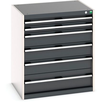 CUBIO DRAWER CABINET WITH 6 DRAWERS 800X650X900H RAL7035/7016