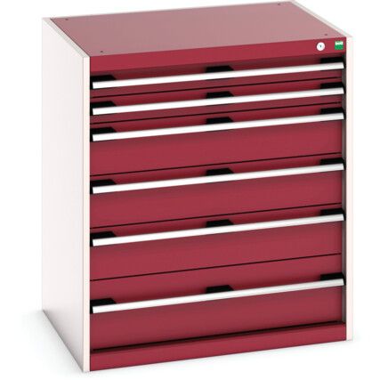 CUBIO DRAWER CABINET WITH 6 DRAWERS 800X650X900H RAL7035/3004