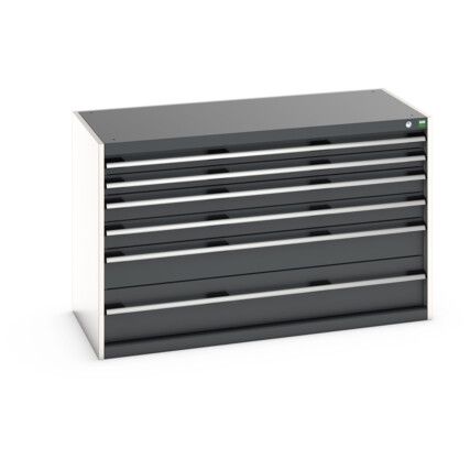 CUBIO DRAWER CABINET 1300X650X800H 6 DRAWER RAL7035/7016