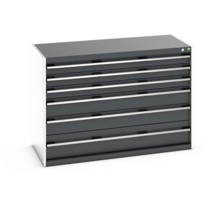 CUBIO DRAWER CABINET 1300X650X900H 6 DRAWER RAL7035/7016