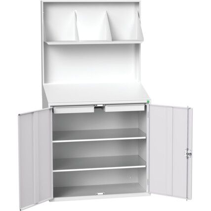 VERSO LECTERN W/ BACK PANEL, FILE HOLDER 2 SHELVES 2 DRAWER RAL7035