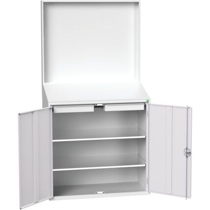 VERSO LECTERN WITH BACK PANEL & 2SHELVES, 2 DRAWER RAL7035