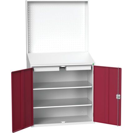 VERSO LECTERN WITH PERFO PANEL &2 SHELVES, 2 DRAWER RAL7035/3004