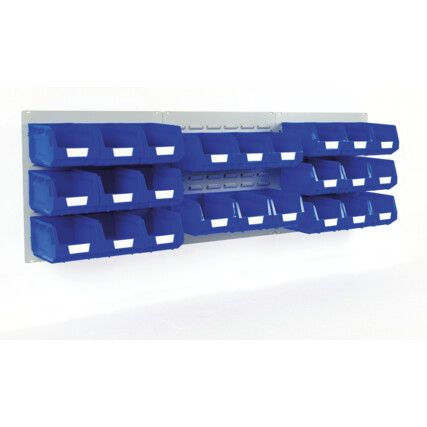 FLAT LOUVRE PANEL AND BIN KIT 3 X0.5M WITH 24 BLUE BINS