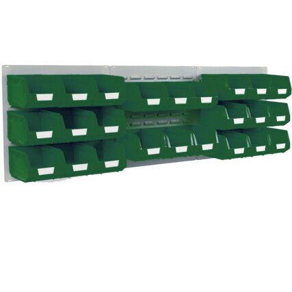 FLAT LOUVRE PANEL AND BIN KIT 3 X0.5M WITH 24 GREEN BINS