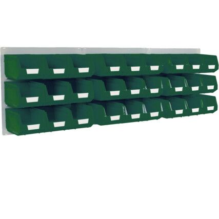 FLAT LOUVRE PANEL AND BIN KIT 3 X0.5M WITH 48 GREEN BINS