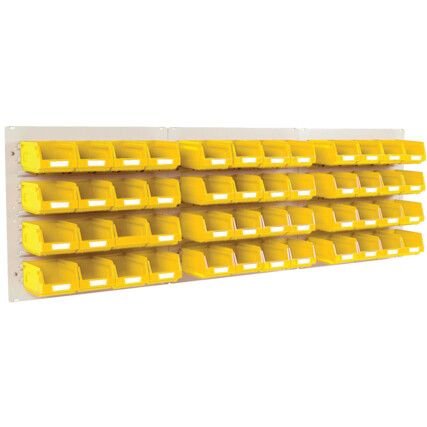 FLAT LOUVRE PANEL AND BIN KIT 3 X0.5M WITH 48 YELLOW BINS