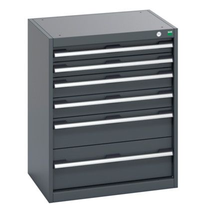 40011047.77V CABINET 6 DRAWERS 75KG UDL PER DRAWER/SHELF DARK GREY