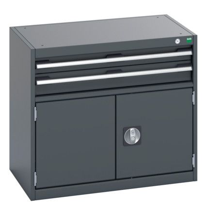 40012007.77V CABINET 2 DRAWERS DOOR 75KG UDL PER DRAWER DARK GREY