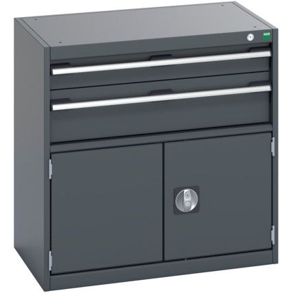 40012013.77V CABINET 2 DRAWERS DOOR 75KG UDL PER DRAWER DARK GREY