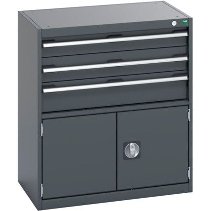 40012023.77V CABINET 3 DRAWERS DOOR 75KG UDL PER DRAWER DARK GREY