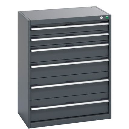 40012035.77V CABINET 6 DRAWERS 75KG UDL PER DRAWER SHELF DARK GREY