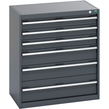 40012087.77V CABINET 6 DRAWERS 75KG UDL PER DRAWER SHELF DARK GREY