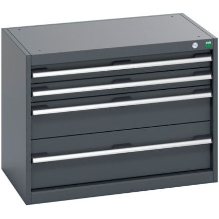 40012093.77V CABINET 4 DRAWERS 75KG UDL PER DRAWER SHELF DARK GREY