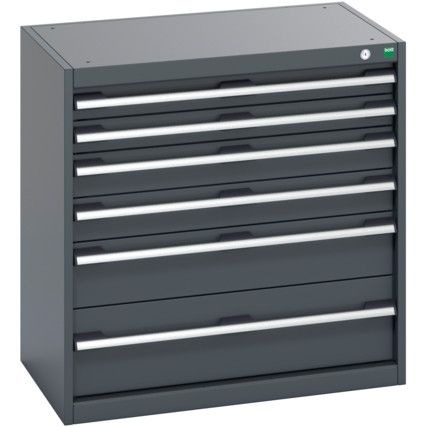 40012097.77V CABINET 6 DRAWERS 75KG UDL PER DRAWER SHELF DARK GREY